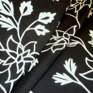 Women's Embroidered Floral Vine Black and White